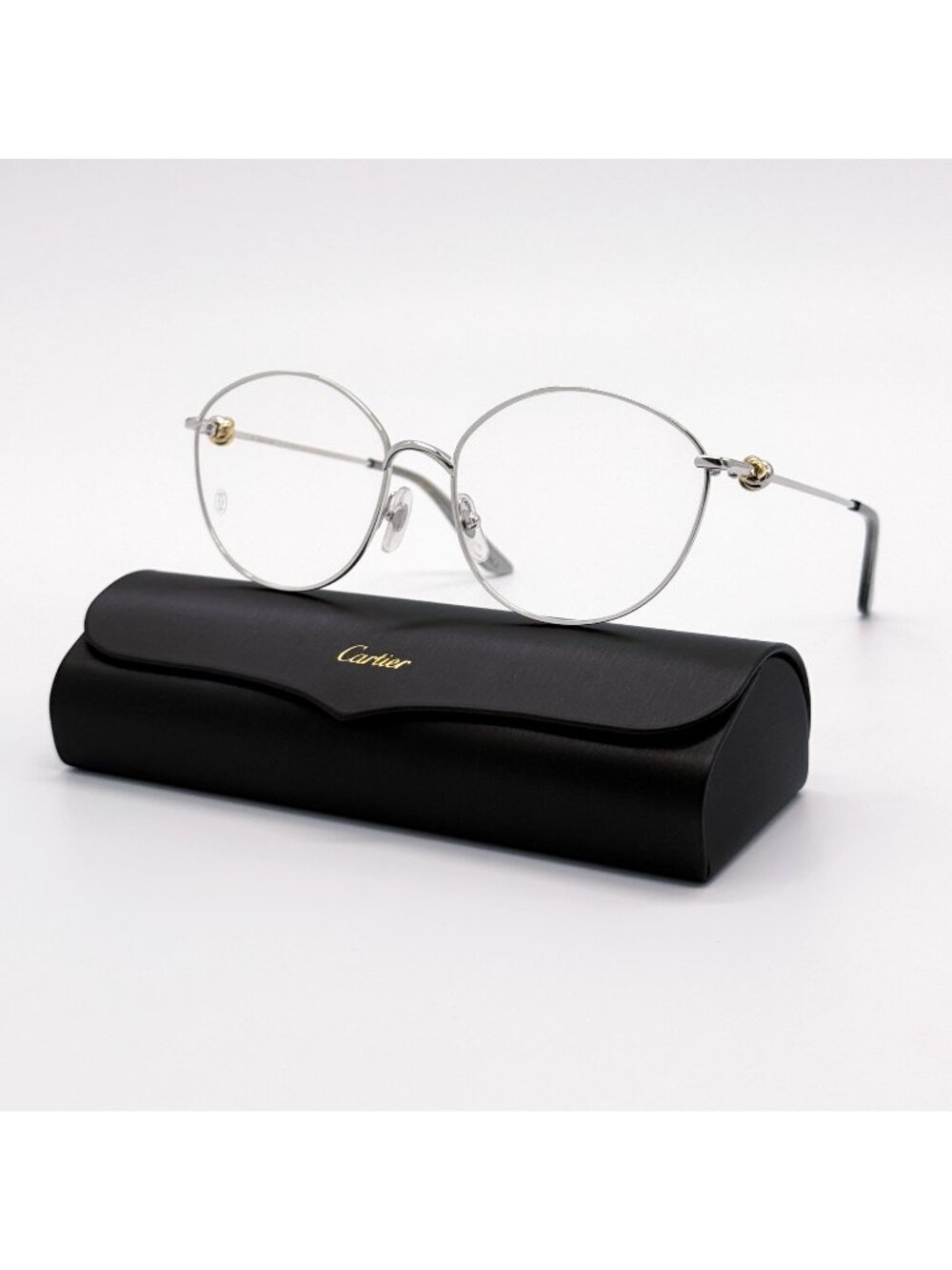 New Cartier CT0375O 002 Silver Women Eyeglasses Authenitc